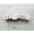 Wooden Blocks - Pink , Pink and white patterned